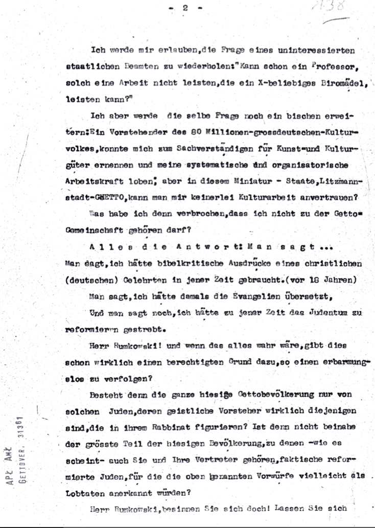 Herszberg Rumkowski letter2